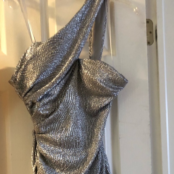 Silver One Shoulder Short Party Dress - Picture 1 of 3